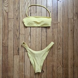 Forever 21 Yellow Two-Piece Bikini Set - Bandeau Top & High-Leg Bottoms